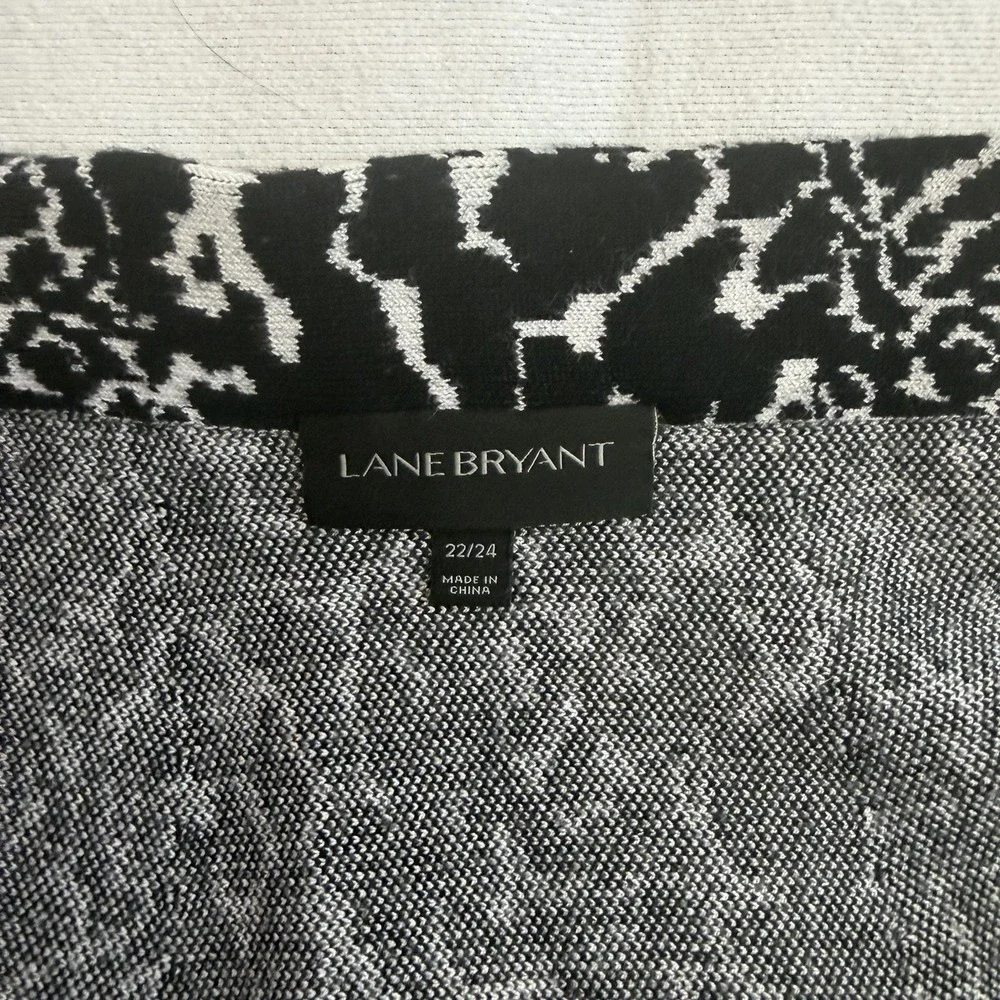 Lane Bryant Heavy Knit A-line Skirt Black White Animal Print 22/24 Plus